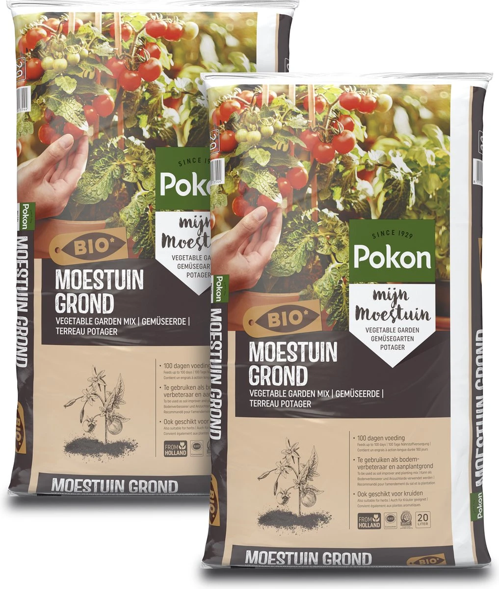 Pokon Bio Moestuingrond - 2 X 20l - Potgrond Voor Moestuinen - 100 Dagen Voeding 3 Pokon Bio Moestuingrond - 2 X 20l - Potgrond Voor Moestuinen - 100 Dagen Voeding