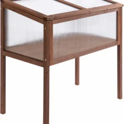 Outsunny Verhoogd Frame Van Hout Koude Kas Kruidenbed Voor Tuin Balkon Bruin Hout Pc-plaat 845-472 -Goedkope Groene Liefde Winkel 1024x1200