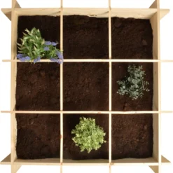 Merkloos Vierkante Meter Tuin - Hout - Inclusief Worteldoek - 9 Vakken - Moestuin - 100x100x20 Cm -Goedkope Groene Liefde Winkel 1146x1200