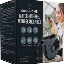 CoolHome - Wandslangenbox 20 Meter + 2 Meter - Tuinslang Met Haspel- Slangenhouder 180° Draaibaar - Tuinslanghaspel Zwart - Grijs -Goedkope Groene Liefde Winkel 1146x1200 4