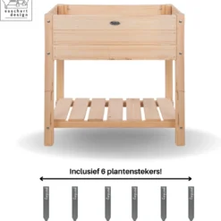Esschert Design Kweekbak | Kweektafel | Moestuintafel | Inclusief 6 Plantenstekers | 40,6 X 78,8 X 78 Cm (lxbxh) | Naturel