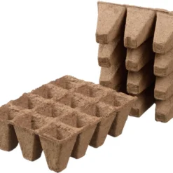 Nature Turfpottrays - Biologisch Afbreekbare Turfpotjes H5x4x4cm - Set A 6 Trays Van 12 Stuks