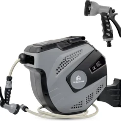 CoolHome - Wandslangenbox 20 Meter + 2 Meter - Tuinslang Met Haspel- Slangenhouder 180° Draaibaar - Tuinslanghaspel Zwart - Grijs -Goedkope Groene Liefde Winkel 1200x1158 2