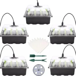 Merkloos Kweekbakjes 5 Stuks Met LED Lampjes, Zaaitray, Starter Groei Set, Voor Plantjes En Zaden