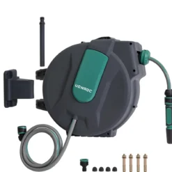 VONROC Automatische Slanghaspel – Incl. 25m Tuinslang, Aansluitslang, Spuitstuk, Koppelingen & Kraanaansluiting -Goedkope Groene Liefde Winkel 1200x1170