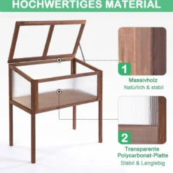 Outsunny Verhoogd Frame Van Hout Koude Kas Kruidenbed Voor Tuin Balkon Bruin Hout Pc-plaat 845-472 -Goedkope Groene Liefde Winkel 1200x1178 4