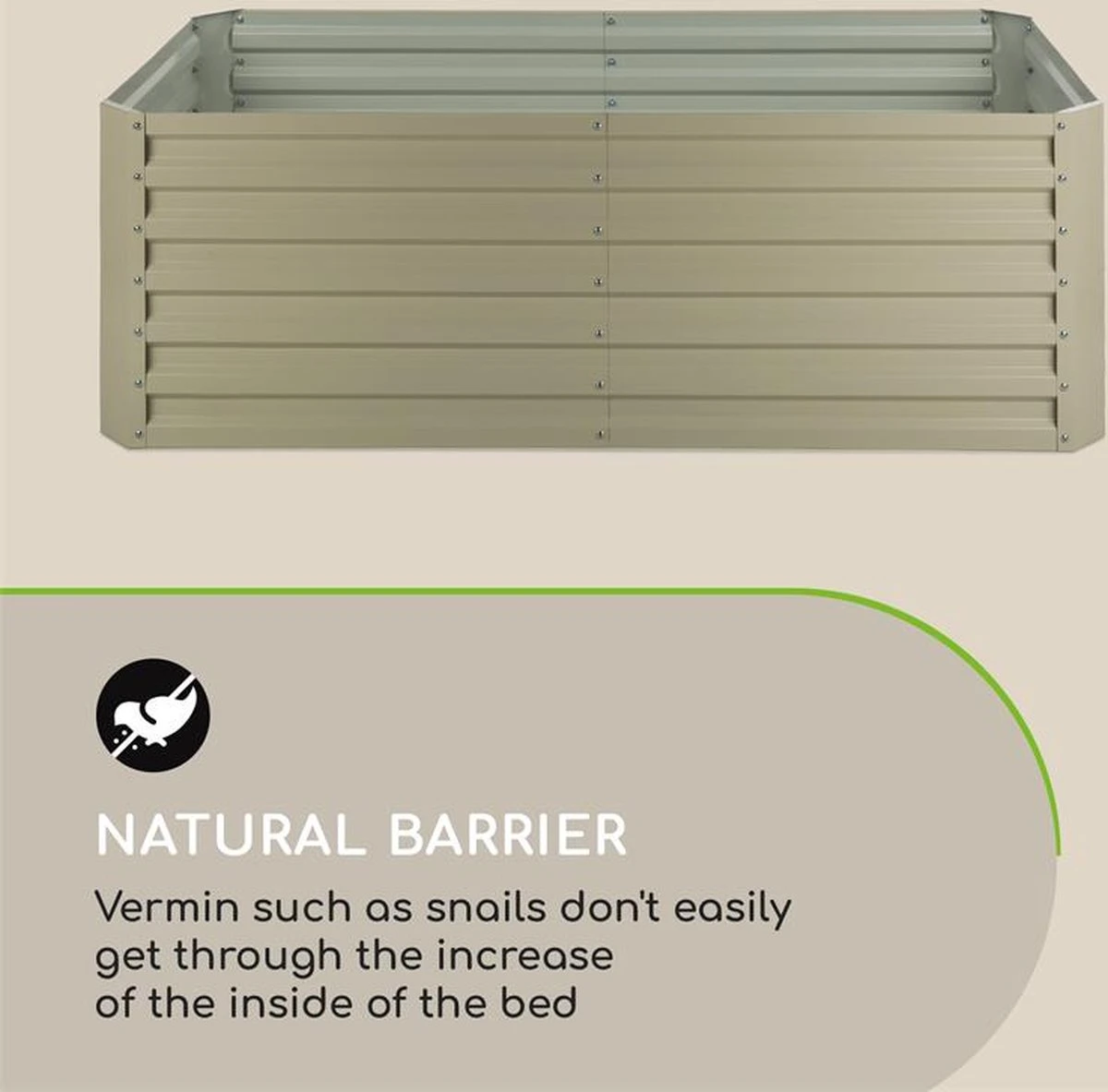 Blumfeldt High Grow Straight Kweekbak - Kweektafel - Moestuinbak 180 X 90 Cm - Werkhoogte 60 Cm - Inhoud 970 L - Staal - Zilver 16 Blumfeldt High Grow Straight Kweekbak - Kweektafel - Moestuinbak 180 X 90 Cm - Werkhoogte 60 Cm - Inhoud 970 L - Staal - Zilver - Afbeelding 14