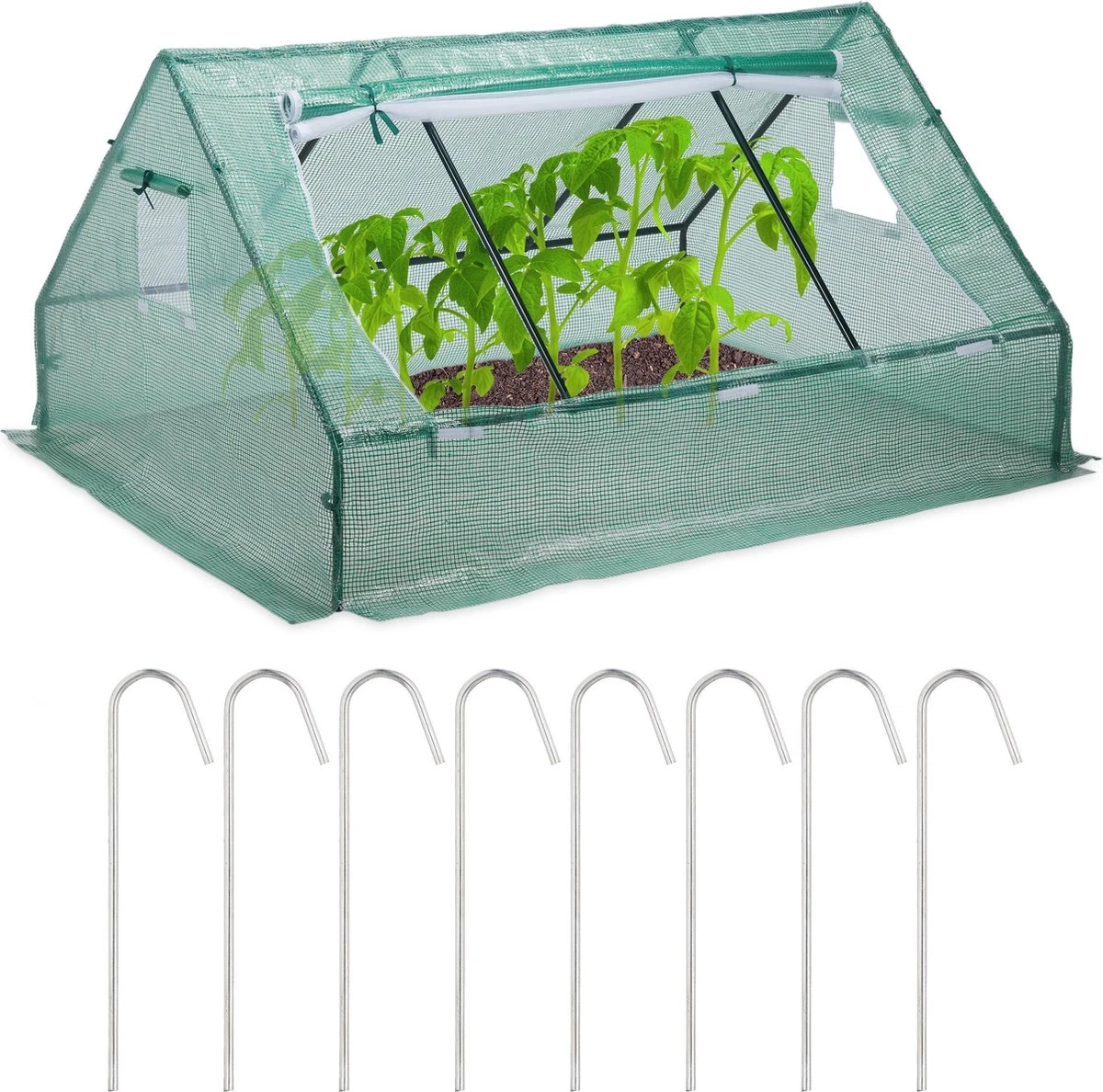 Relaxdays Kweekkas - 110 X 180 X 150 Cm - Foliekas - Uv-bestendig - Laag - Tuinkas - Groen 12 Relaxdays Kweekkas - 110 X 180 X 150 Cm - Foliekas - Uv-bestendig - Laag - Tuinkas - Groen - Afbeelding 10