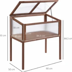 Outsunny Verhoogd Frame Van Hout Koude Kas Kruidenbed Voor Tuin Balkon Bruin Hout Pc-plaat 845-472 -Goedkope Groene Liefde Winkel 1200x1190 4