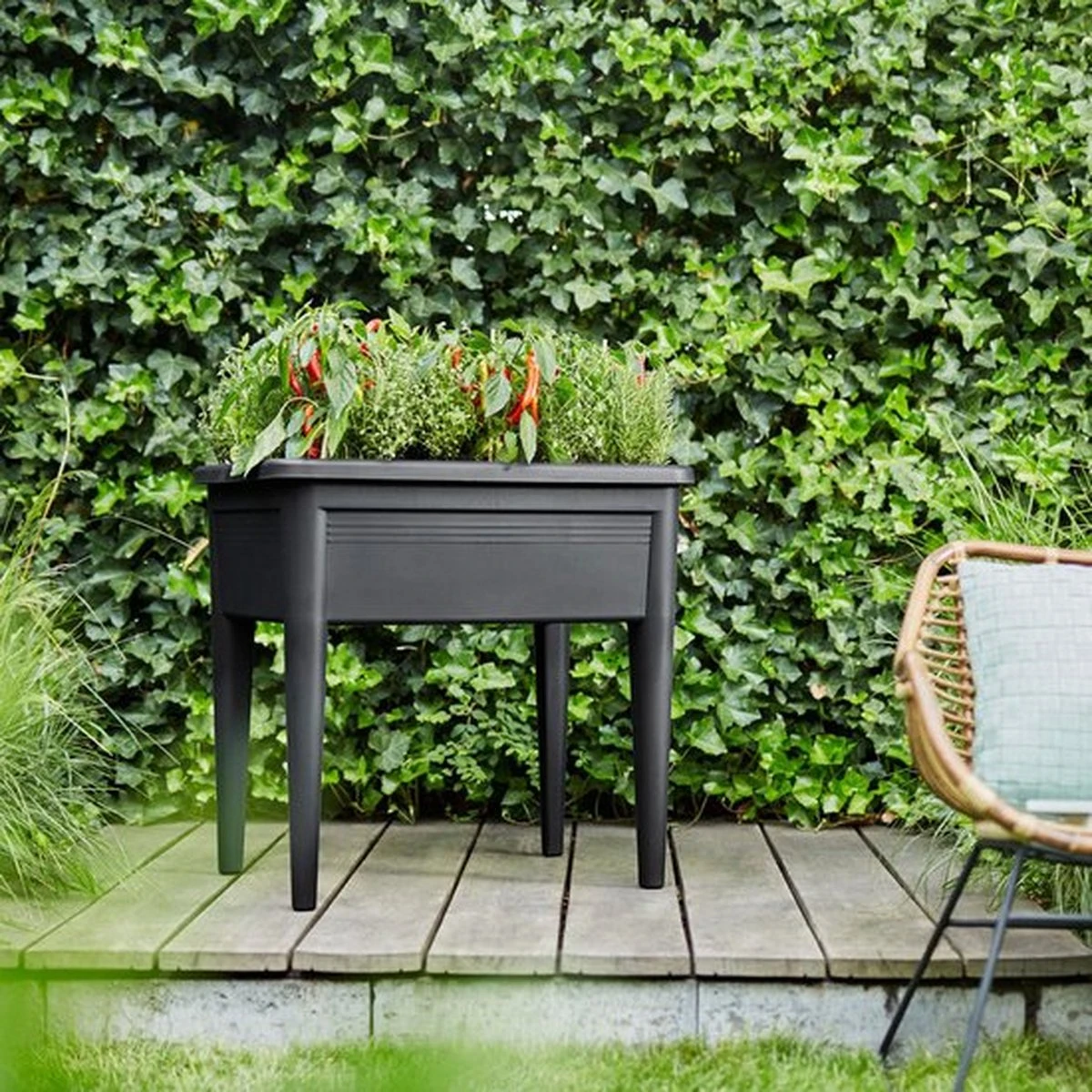 Elho Green Basics Kweektafel Xxl 75 - Plantenbak Voor Buitenkweken En Oogsten - Ø 75.5 X H 65.1 Cm - Zwart/Living Black 5 Elho Green Basics Kweektafel Xxl 75 - Plantenbak Voor Buitenkweken En Oogsten - Ø 75.5 X H 65.1 Cm - Zwart/Living Black - Afbeelding 3