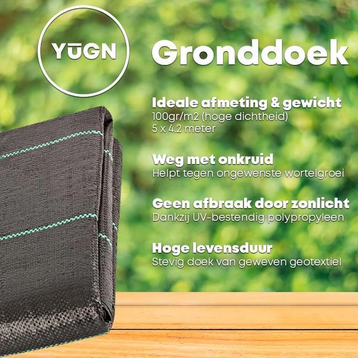YUGN 21 M2 Anti Worteldoek Duurzaam Gronddoek En Bodembedekker 4.2 Bij 5 Meter - Ideale Onkruidbestrijding - Tevens Wortelbegrenzer En Tuinbestrating En Grondzeil - 4.2x5 Meter - Cadeau Tip 4 YUGN 21 M2 Anti Worteldoek Duurzaam Gronddoek En Bodembedekker 4.2 Bij 5 Meter - Ideale Onkruidbestrijding - Tevens Wortelbegrenzer En Tuinbestrating En Grondzeil - 4.2x5 Meter - Cadeau Tip - Afbeelding 2
