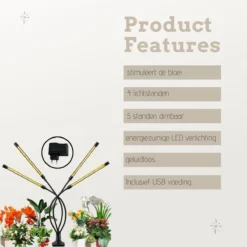 A Sunny Day Kweeklamp LED Warm Wit Licht Inclusief USB Voeding En Tafelclip - Groeilamp Voor De Bloei Van Planten - Zonlicht Lamp - Grow Light - 40 Watt - Automatisch Timer Voor 3-9-12 Uur -Goedkope Groene Liefde Winkel 1200x1200 244