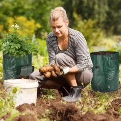 Relaxdays Kweekzak Aardappelen - Set Van 3 - Plantzak - 38 L - Handgrepen - Donkergroen -Goedkope Groene Liefde Winkel 1200x1200 270