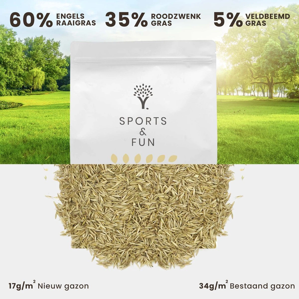 Speel En Sport Graszaad Voor 100m² Gras | Bestendig Tegen Intensief Gebruik | Gazon Voor Sporten & Spelen 4 Speel En Sport Graszaad Voor 100m² Gras | Bestendig Tegen Intensief Gebruik | Gazon Voor Sporten & Spelen - Afbeelding 2