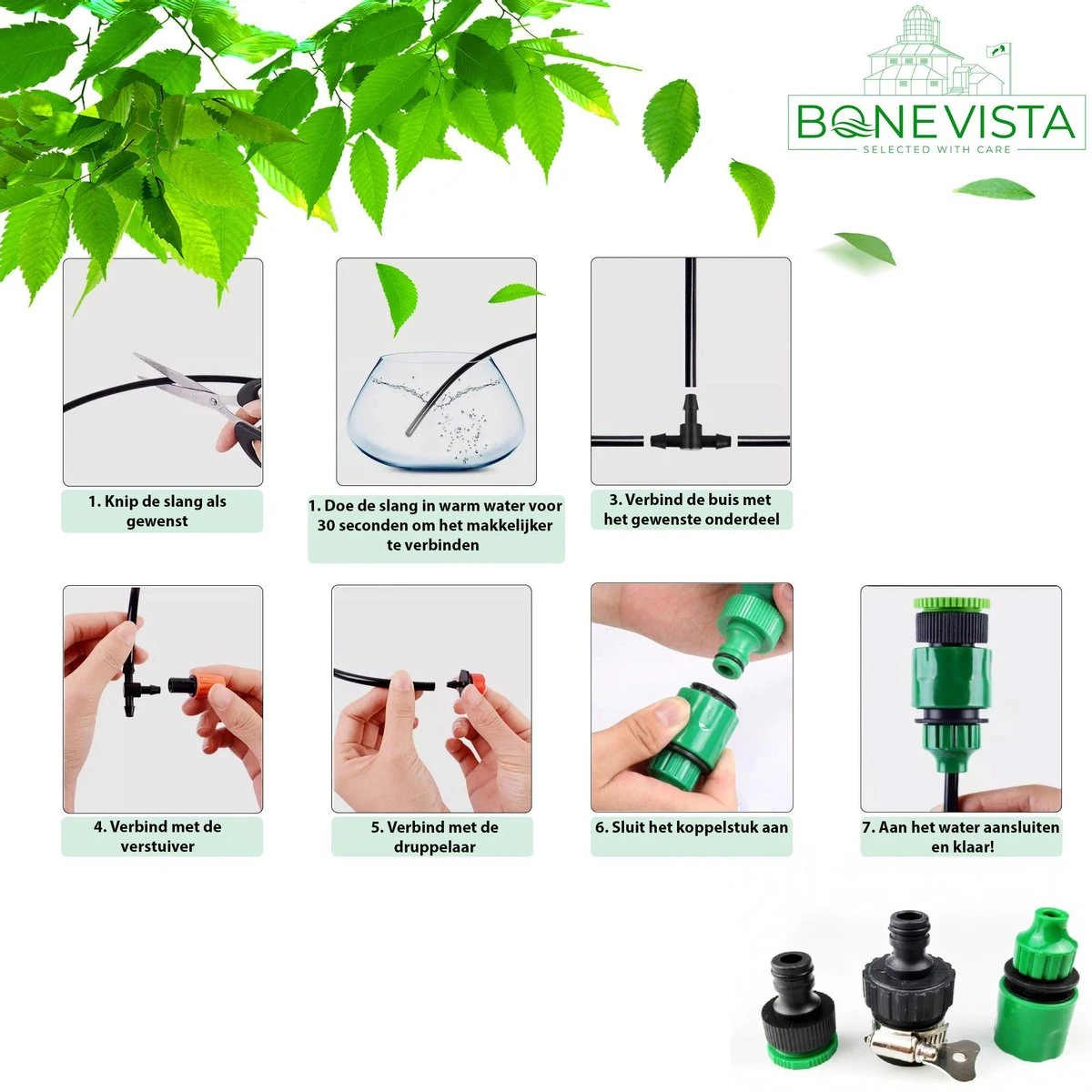 Bone Vista® 155 Stuks Water Druppelslang Irrigatiesysteem Tuin – Bewateringssysteem & Druppelsysteem 9 Bone Vista® 155 Stuks Water Druppelslang Irrigatiesysteem Tuin – Bewateringssysteem & Druppelsysteem - Afbeelding 7