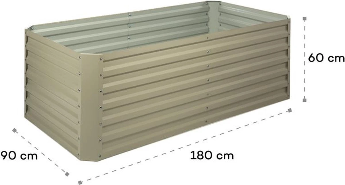 Blumfeldt High Grow Straight Kweekbak - Kweektafel - Moestuinbak 180 X 90 Cm - Werkhoogte 60 Cm - Inhoud 970 L - Staal - Zilver 18 Blumfeldt High Grow Straight Kweekbak - Kweektafel - Moestuinbak 180 X 90 Cm - Werkhoogte 60 Cm - Inhoud 970 L - Staal - Zilver - Afbeelding 16