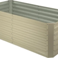 Blumfeldt High Grow Straight Kweekbak - Kweektafel - Moestuinbak 180 X 90 Cm - Werkhoogte 60 Cm - Inhoud 970 L - Staal - Beige