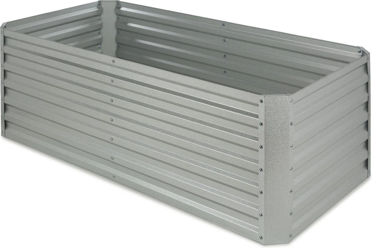 Blumfeldt High Grow Straight Kweekbak - Kweektafel - Moestuinbak 180 X 90 Cm - Werkhoogte 60 Cm - Inhoud 970 L - Staal - Zilver 3 Blumfeldt High Grow Straight Kweekbak - Kweektafel - Moestuinbak 180 X 90 Cm - Werkhoogte 60 Cm - Inhoud 970 L - Staal - Zilver