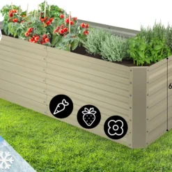 Blumfeldt High Grow Straight Kweekbak - Kweektafel - Moestuinbak 180 X 90 Cm - Werkhoogte 60 Cm - Inhoud 970 L - Staal - Beige -Goedkope Groene Liefde Winkel 1200x922 3