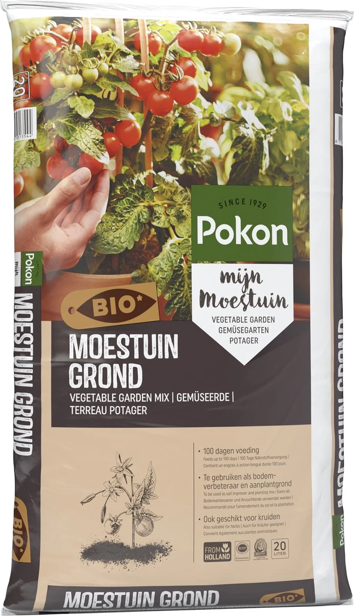Pokon Bio Moestuingrond - 2 X 20l - Potgrond Voor Moestuinen - 100 Dagen Voeding 7 Pokon Bio Moestuingrond - 2 X 20l - Potgrond Voor Moestuinen - 100 Dagen Voeding - Afbeelding 5