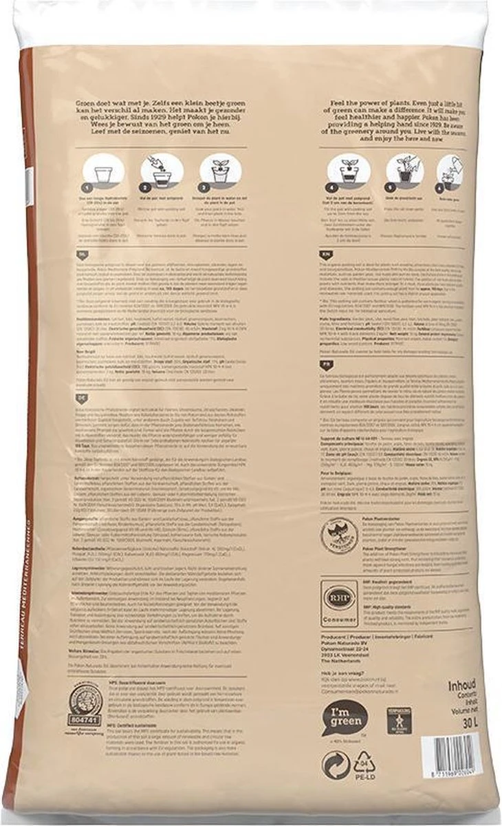 Pokon Bio Mediterrane Potgrond - 30L - Biologische Potgrond - 100 Dagen Voeding 5 Pokon Bio Mediterrane Potgrond - 30L - Biologische Potgrond - 100 Dagen Voeding - Afbeelding 3