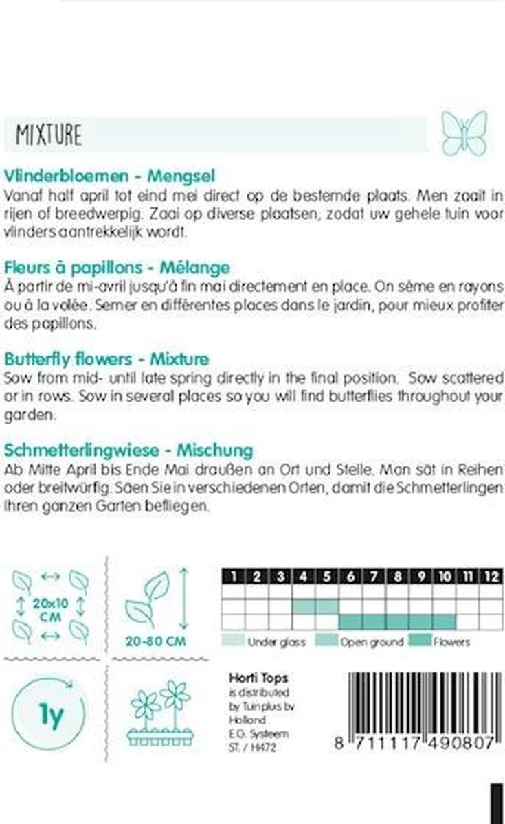 Hortitops Zaden - Vlinderbloemenmengsel 4 Hortitops Zaden - Vlinderbloemenmengsel - Afbeelding 2
