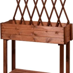 Moestuinbak Moestuintafel Oppottafel Kweektafel Plantentafel Met Trosondersteuning 79x28x130cm - Bruin -Goedkope Groene Liefde Winkel 739x1200