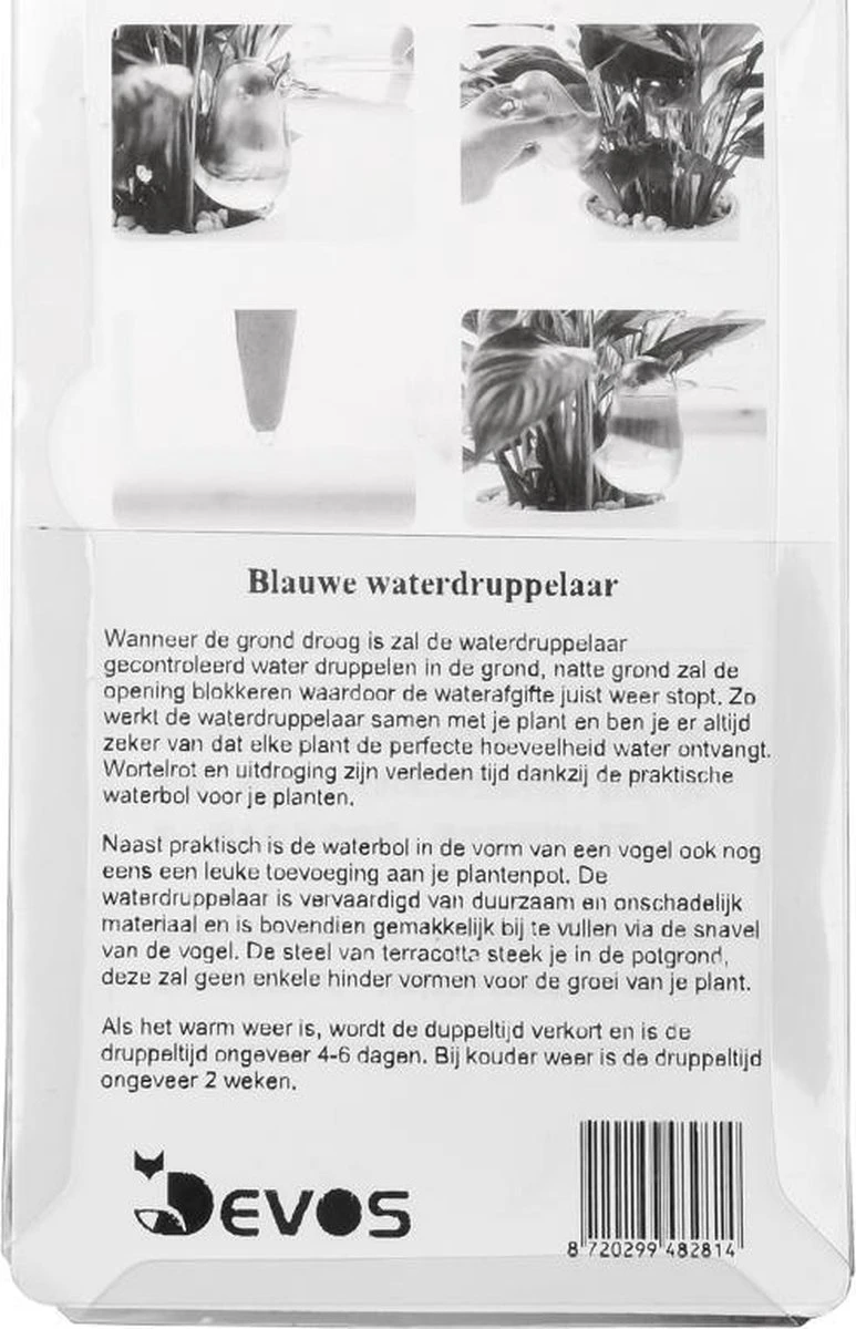 Waterdruppelaar Voor Planten 2 Stuks - Waterbol Kamerplanten - Automatisch Watergeefsysteem - Vogel - Blauw 8 Waterdruppelaar Voor Planten 2 Stuks - Waterbol Kamerplanten - Automatisch Watergeefsysteem - Vogel - Blauw - Afbeelding 6