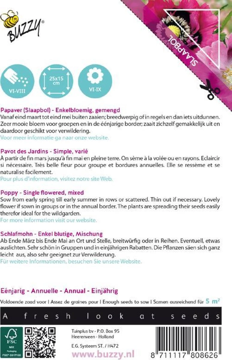 Buzzy® Poppies Of The World - Papaver Slaapbol 4 Buzzy® Poppies Of The World - Papaver Slaapbol - Afbeelding 2