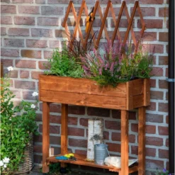 Moestuinbak Moestuintafel Oppottafel Kweektafel Plantentafel Met Trosondersteuning 79x28x130cm - Bruin -Goedkope Groene Liefde Winkel 803x1200 4