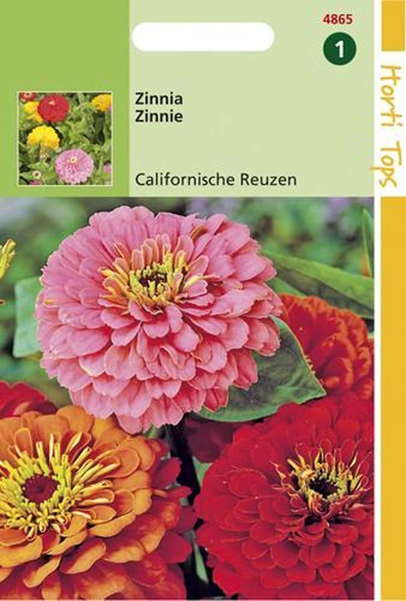 Hortitops Zaden - Zinnia Californische Reuzen Gemengd 3 Hortitops Zaden - Zinnia Californische Reuzen Gemengd