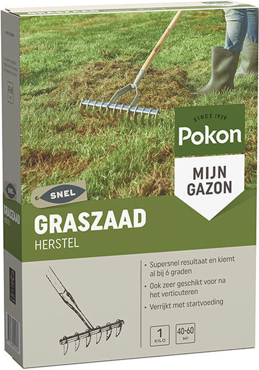 Pokon Graszaad Herstel - 1kg - Gazonherstel - Geschikt Voor 40m² Tot 60m² - Supersnel Egaal Groen Gras 3 Pokon Graszaad Herstel - 1kg - Gazonherstel - Geschikt Voor 40m² Tot 60m² - Supersnel Egaal Groen Gras