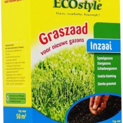 ECOStyle Graszaad-Inzaai Voor Nieuwe Gazons - Dicht Gazon Zonder Mos - Sterke Grasmat - Snelkiemend Graszaad - Speel & Siergazons - 50 M² - 1 KG -Goedkope Groene Liefde Winkel 843x1200