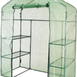 Pro Garden Kweekkas/broeikas Met 4 Planken 73 X 143 X 195 Cm - Mesh Kas Met Metalen Frame - Moestuin Artikelen - Groenten/fruit/planten/bloemen En Kruiden Kas