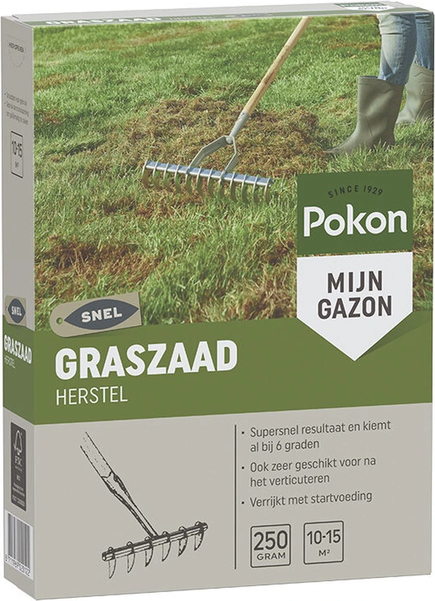Pokon Graszaad Herstel - 1kg - Gazonherstel - Geschikt Voor 40m² Tot 60m² - Supersnel Egaal Groen Gras 4 Pokon Graszaad Herstel - 1kg - Gazonherstel - Geschikt Voor 40m² Tot 60m² - Supersnel Egaal Groen Gras - Afbeelding 2