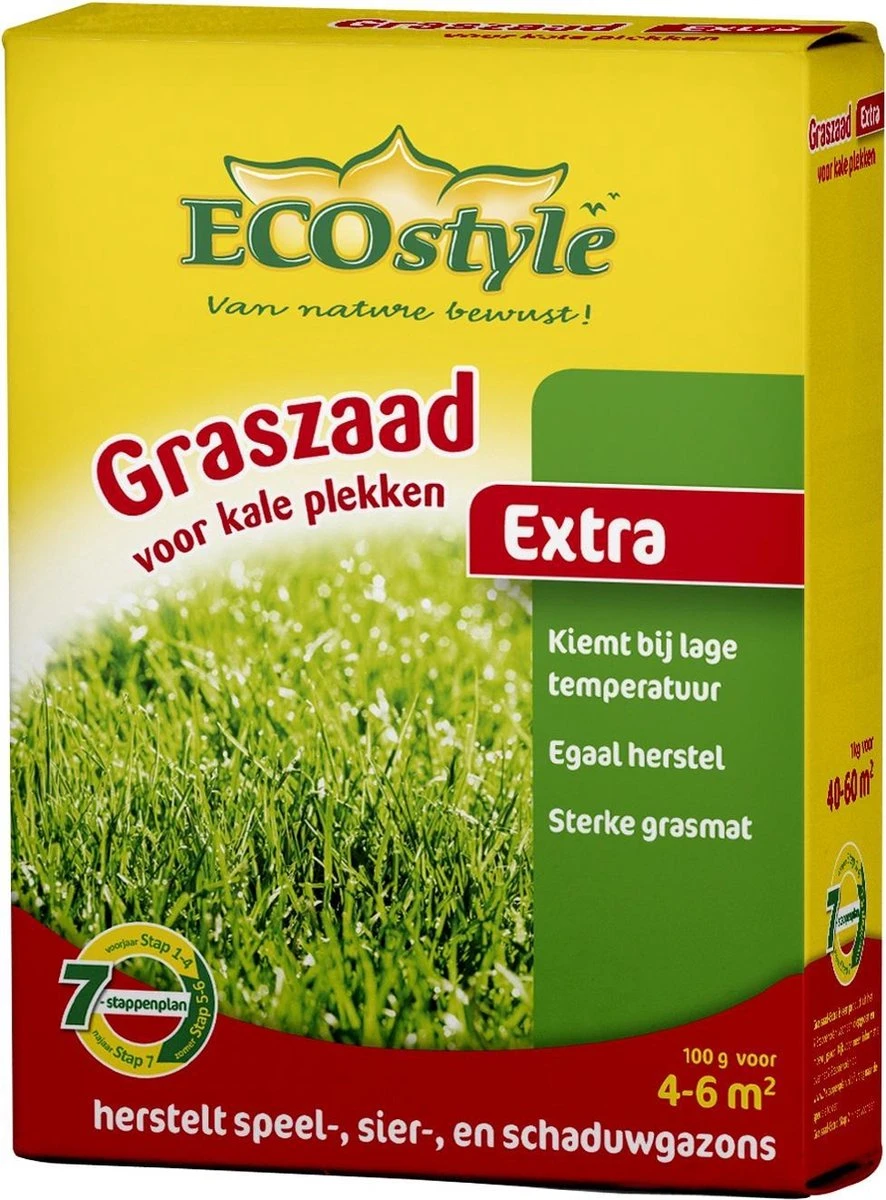 ECOstyle Extra Graszaad Herstel - Inzaaien Van Kale Plekken En Beschadigde Delen - Vogelwerende Coating - Dicht & Sterk Gazon - Kiemt Bij Lage Temperatuur - 4-6 M² - 100 GR 5 ECOstyle Extra Graszaad Herstel - Inzaaien Van Kale Plekken En Beschadigde Delen - Vogelwerende Coating - Dicht & Sterk Gazon - Kiemt Bij Lage Temperatuur - 4-6 M² - 100 GR - Afbeelding 3